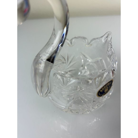 Vintage BOHEMIA Czechoslovakia Hand Cut Lead Crystal Swan Candy Dish Home Decor - Picture 10 of 13